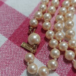 Vintage Marvella Champagne Faux Pearl Knotted 27” Drop Bracelet/Necklace Set